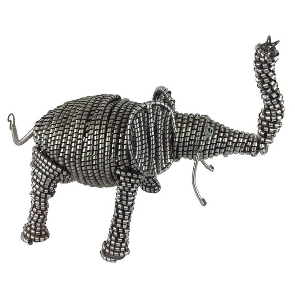 Handcrafted Wire Elephant Figurine Indian Boho Decor Decorative Metal Sculpture - Picture 3 of 6